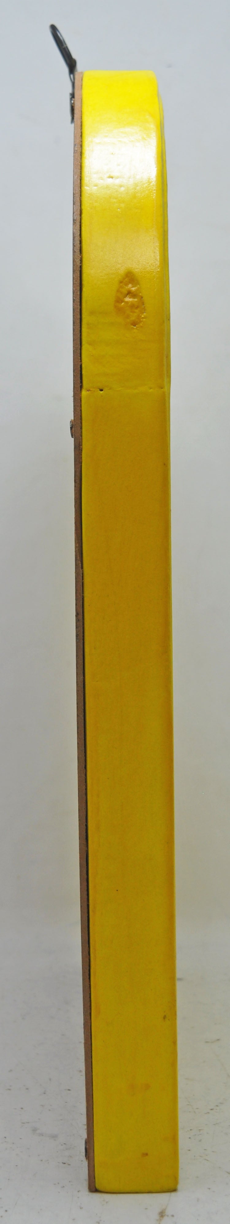 Hand Carved Wooden Arch Shape Wall Décor Window Mirror Frame Glossy Yellow