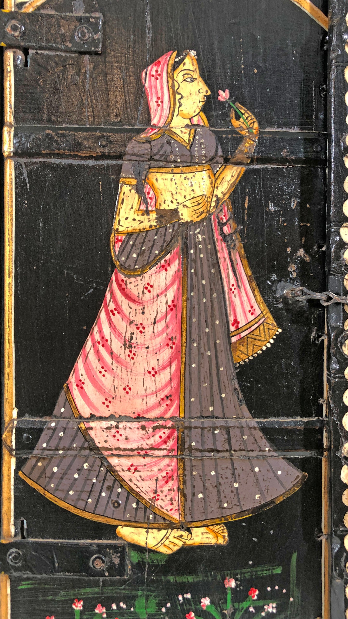 Antique Wooden Large Wall Décor Window Panel Original Old Fine New Hand Painted