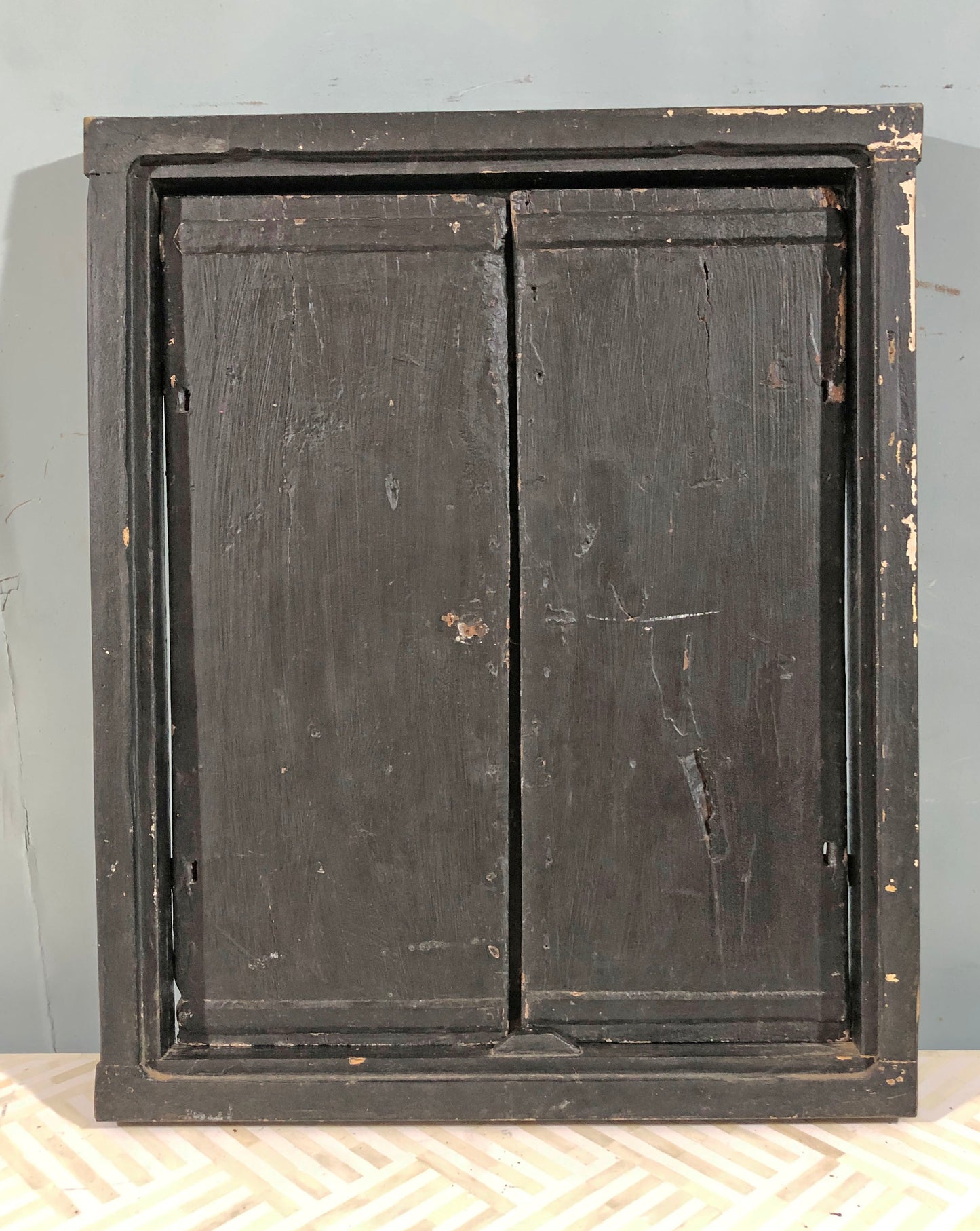 Antique Wooden Large Wall Décor Window Panel Original Old Fine New Hand Painted