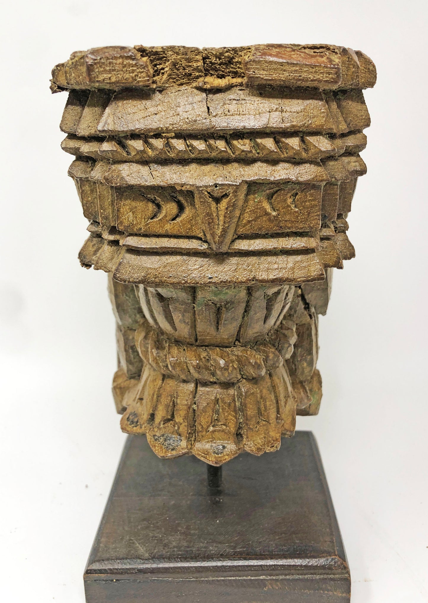 Antique Wooden Carving Bracket Panel on Stand Original Old Fine Hand Carved Polychrome