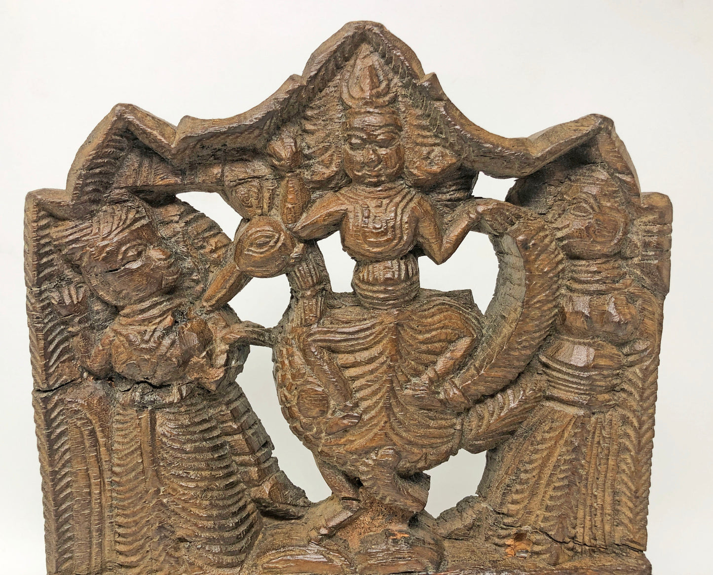 Antique Wooden Goddess Saraswati Idol Figurine Carving Original Old Fine Hand Carved