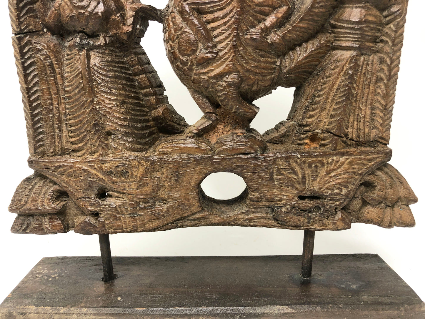 Antique Wooden Goddess Saraswati Idol Figurine Carving Original Old Fine Hand Carved