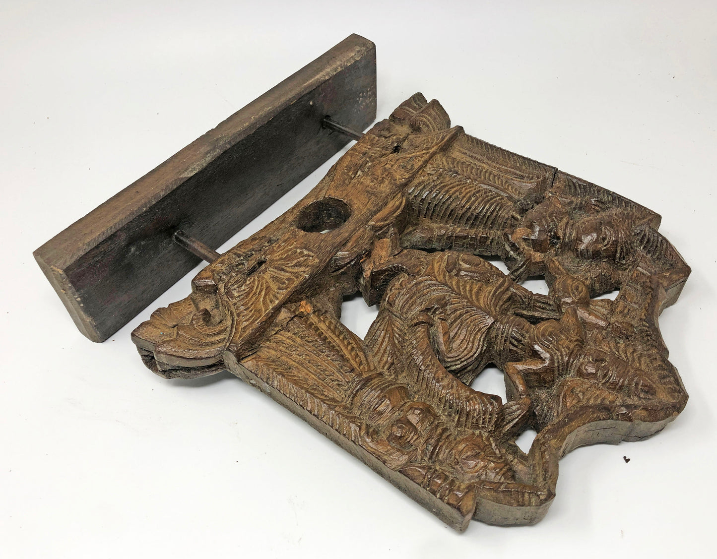 Antique Wooden Goddess Saraswati Idol Figurine Carving Original Old Fine Hand Carved