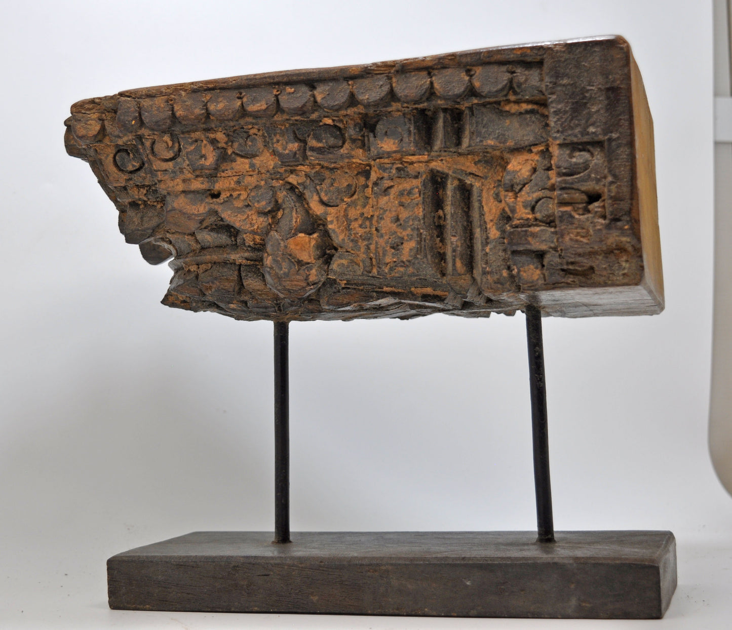Antique Wooden Bracket Carving Block on Stand Original Old Fine Hand Carved