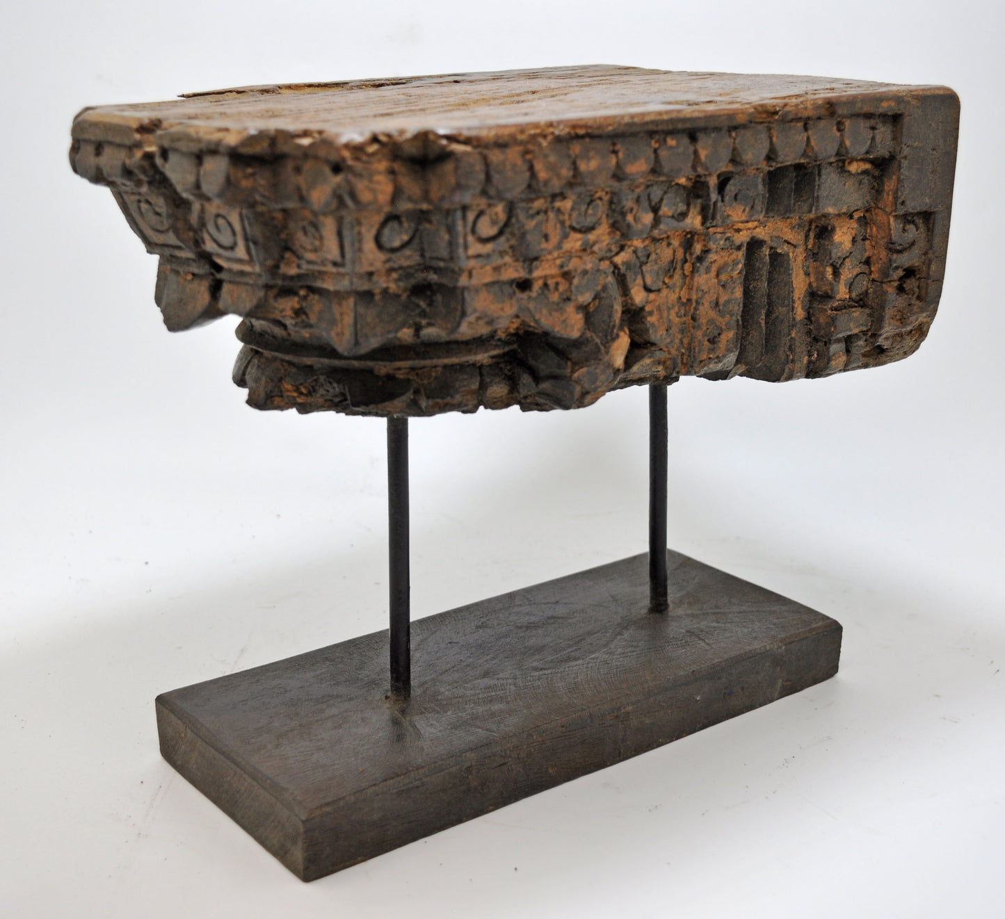 Antique Wooden Bracket Carving Block on Stand Original Old Fine Hand Carved