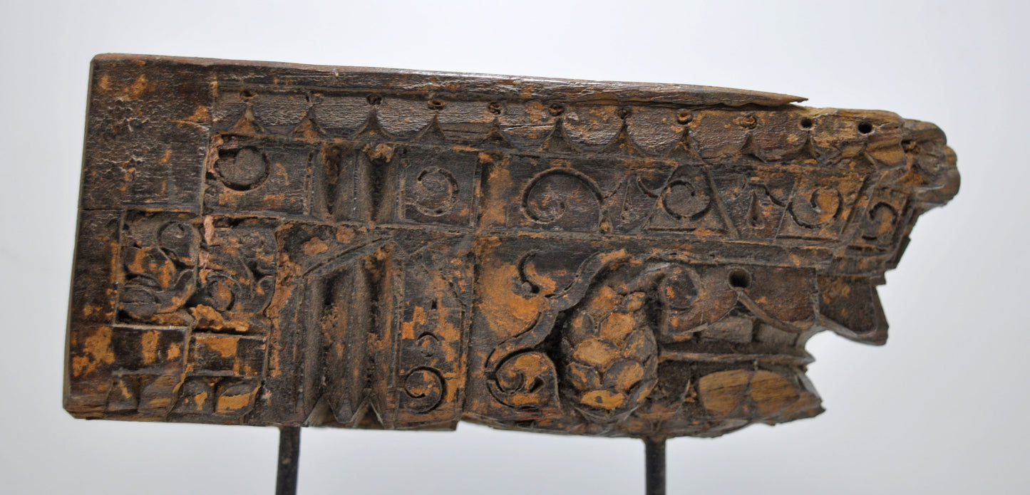 Antique Wooden Bracket Carving Block on Stand Original Old Fine Hand Carved