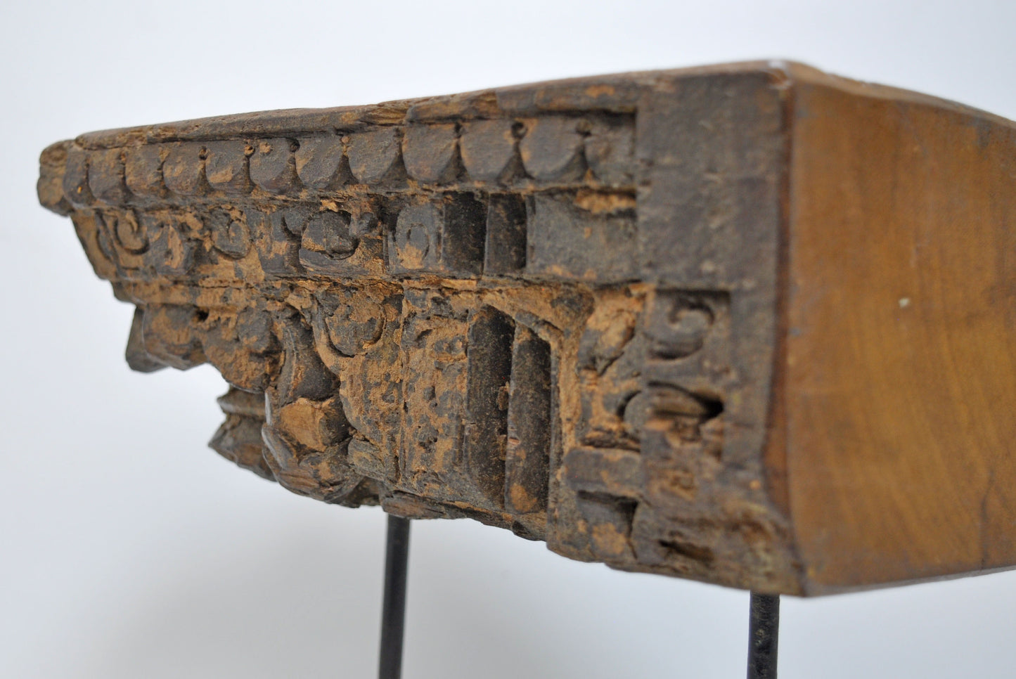 Antique Wooden Bracket Carving Block on Stand Original Old Fine Hand Carved