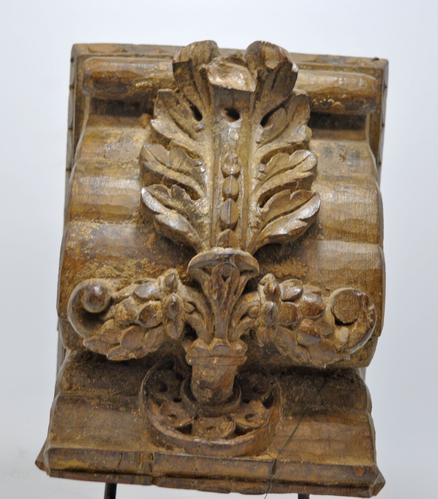 Antique Wooden Bracket Carving Block on Stand Original Old Fine Hand Carved
