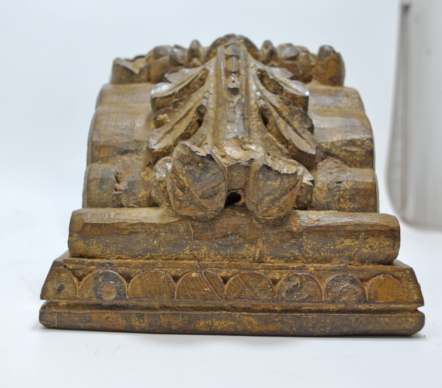 Antique Wooden Bracket Carving Block on Stand Original Old Fine Hand Carved