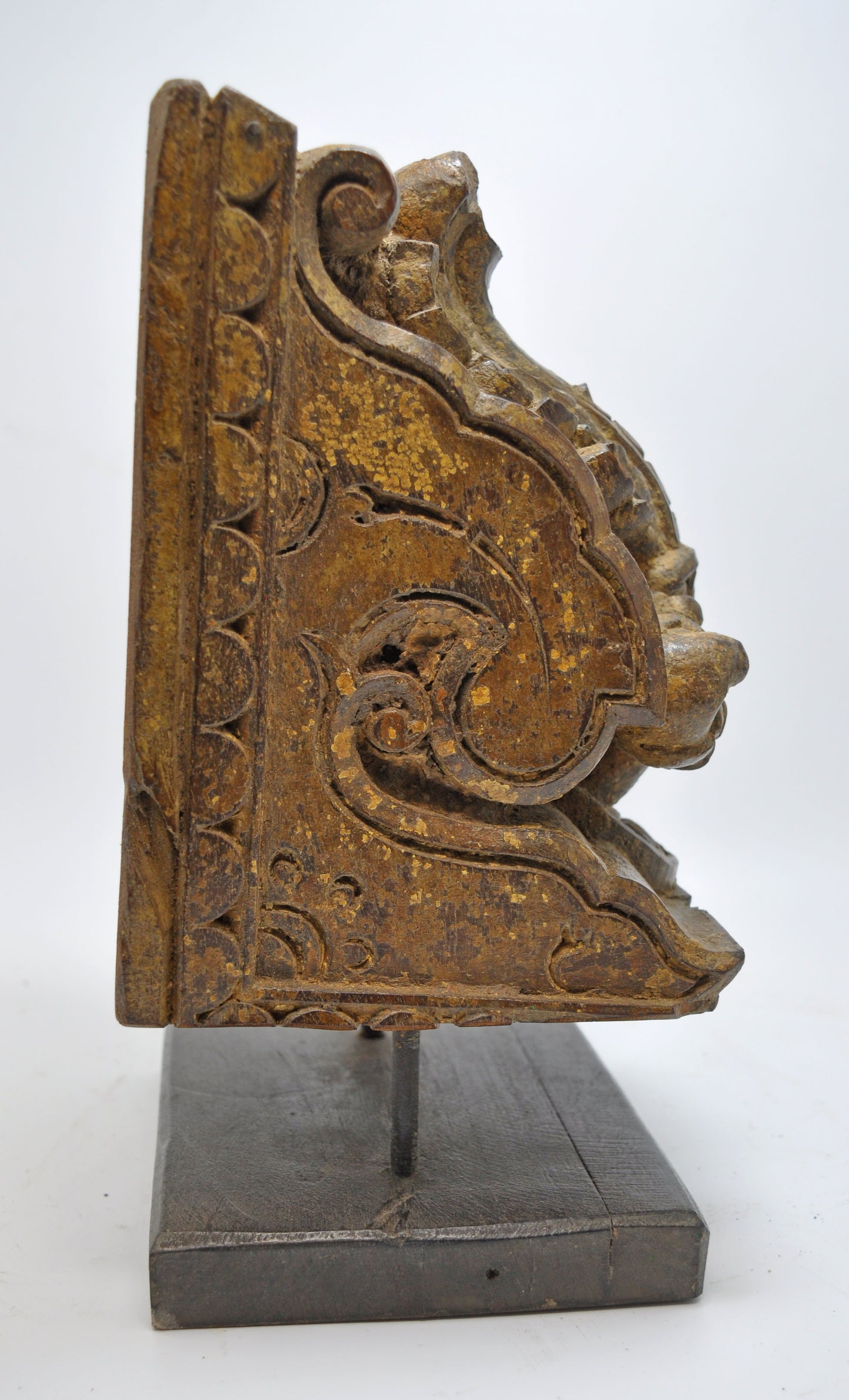 Antique Wooden Bracket Carving Block on Stand Original Old Fine Hand Carved