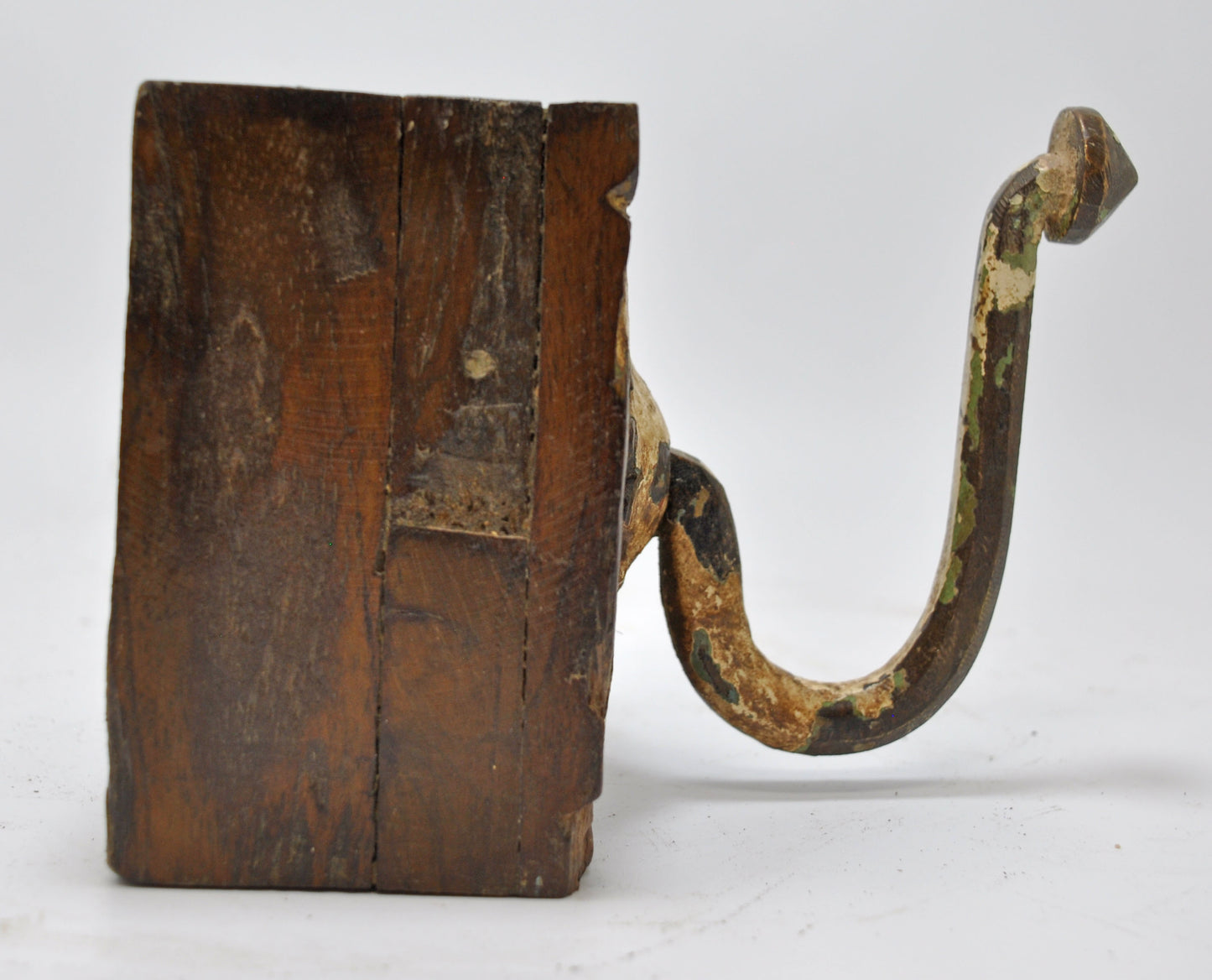 Antique Wooden Wall Hanging 1 Hook Hanger Original Old Hand Carved