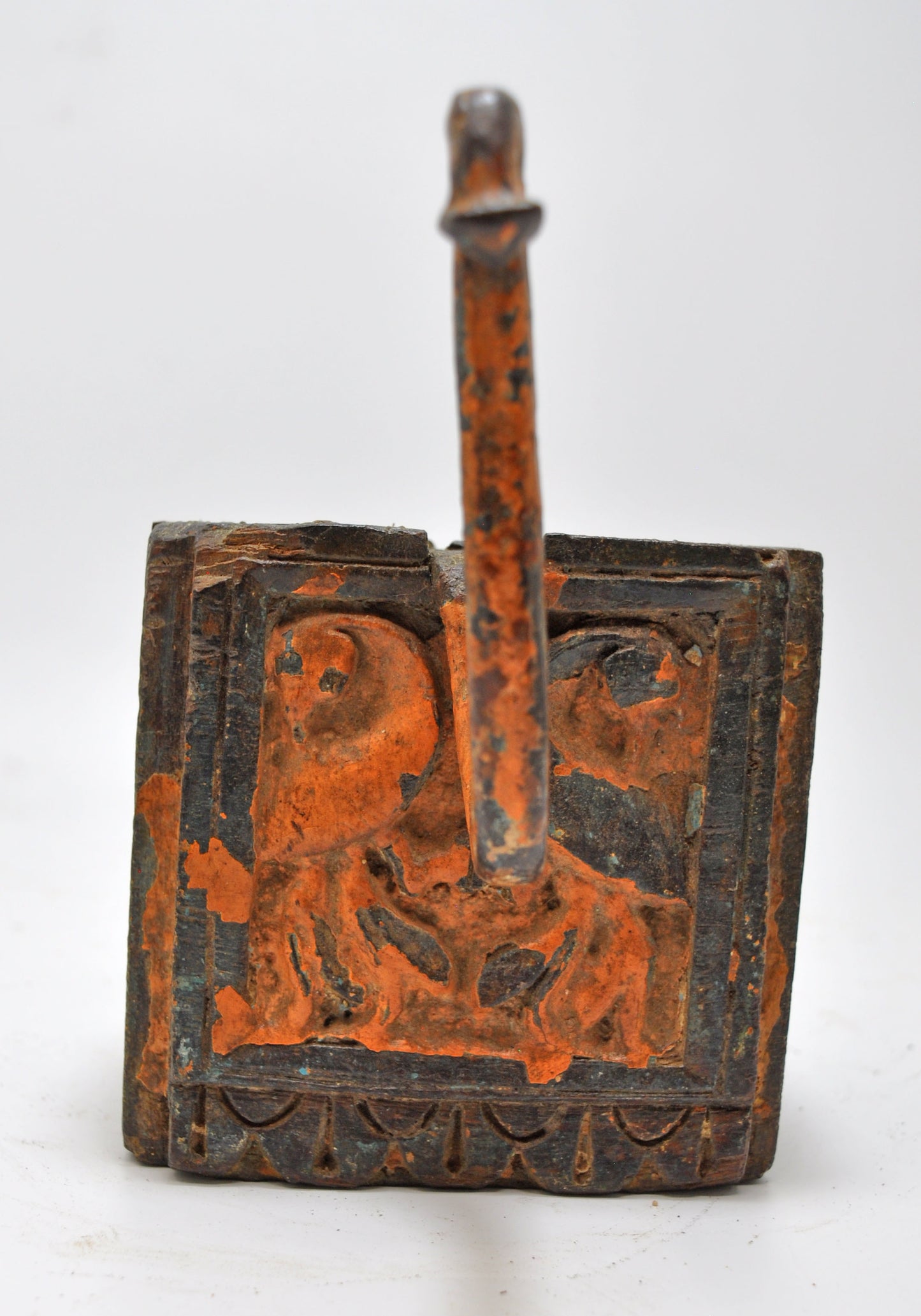 Antique Wooden Wall Hanging 1 Hook Hanger Original Old Hand Carved