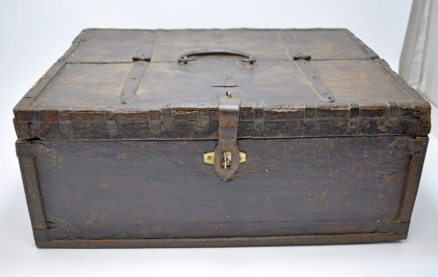Antique Wooden Large Storage Chest Box Original Old Fine Hand Crafted