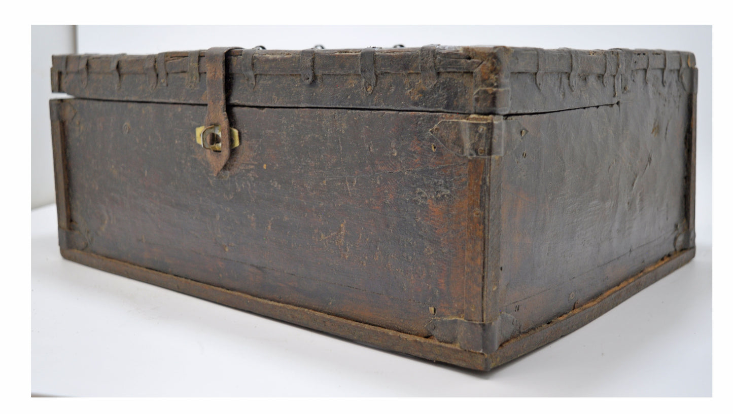 Antique Wooden Large Storage Chest Box Original Old Fine Hand Crafted
