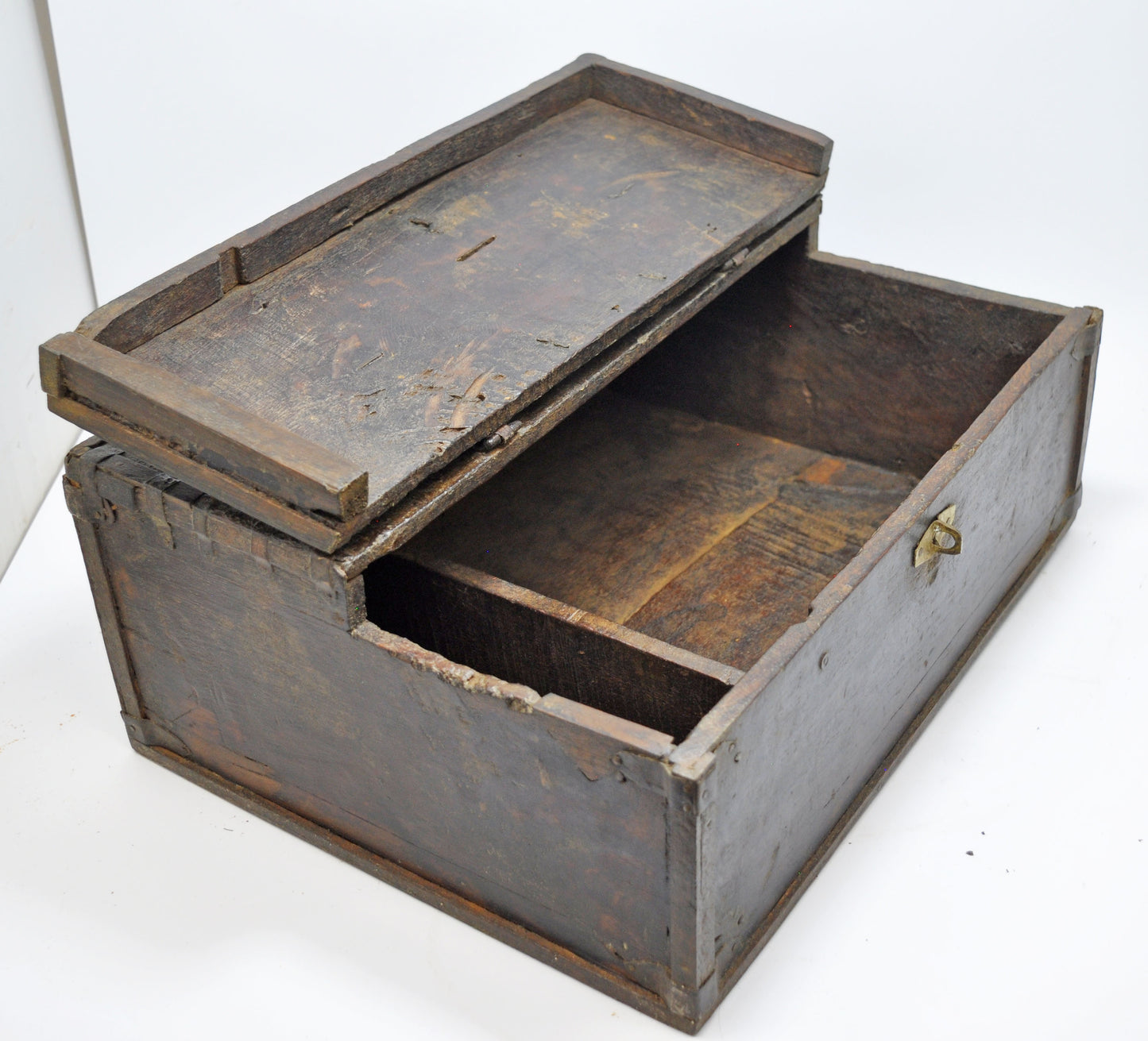 Antique Wooden Large Storage Chest Box Original Old Fine Hand Crafted