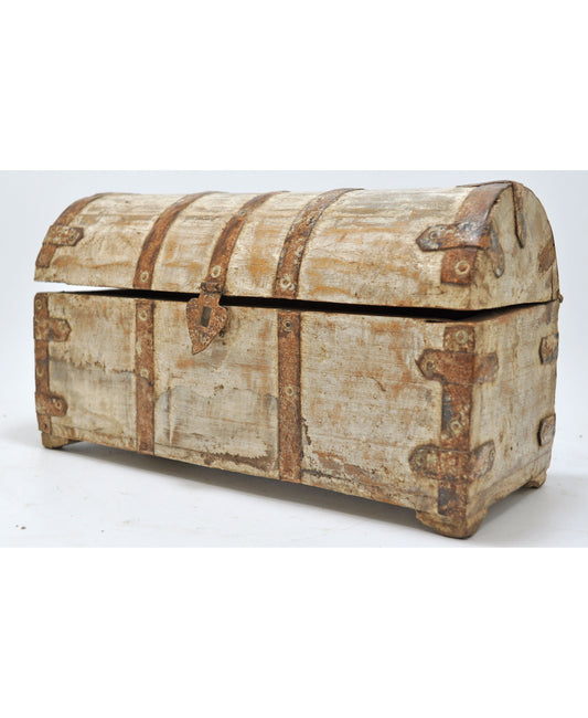 Vintage Wooden Hand Crafted Half Round Storage Box Original Old Hand Crafted