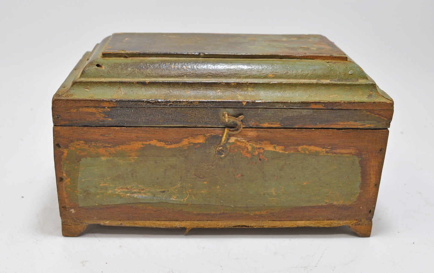 Vintage Wooden Hand Crafted Dome Shaped Storage Box Original Old Hand Crafted
