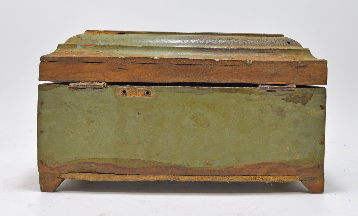 Vintage Wooden Hand Crafted Dome Shaped Storage Box Original Old Hand Crafted