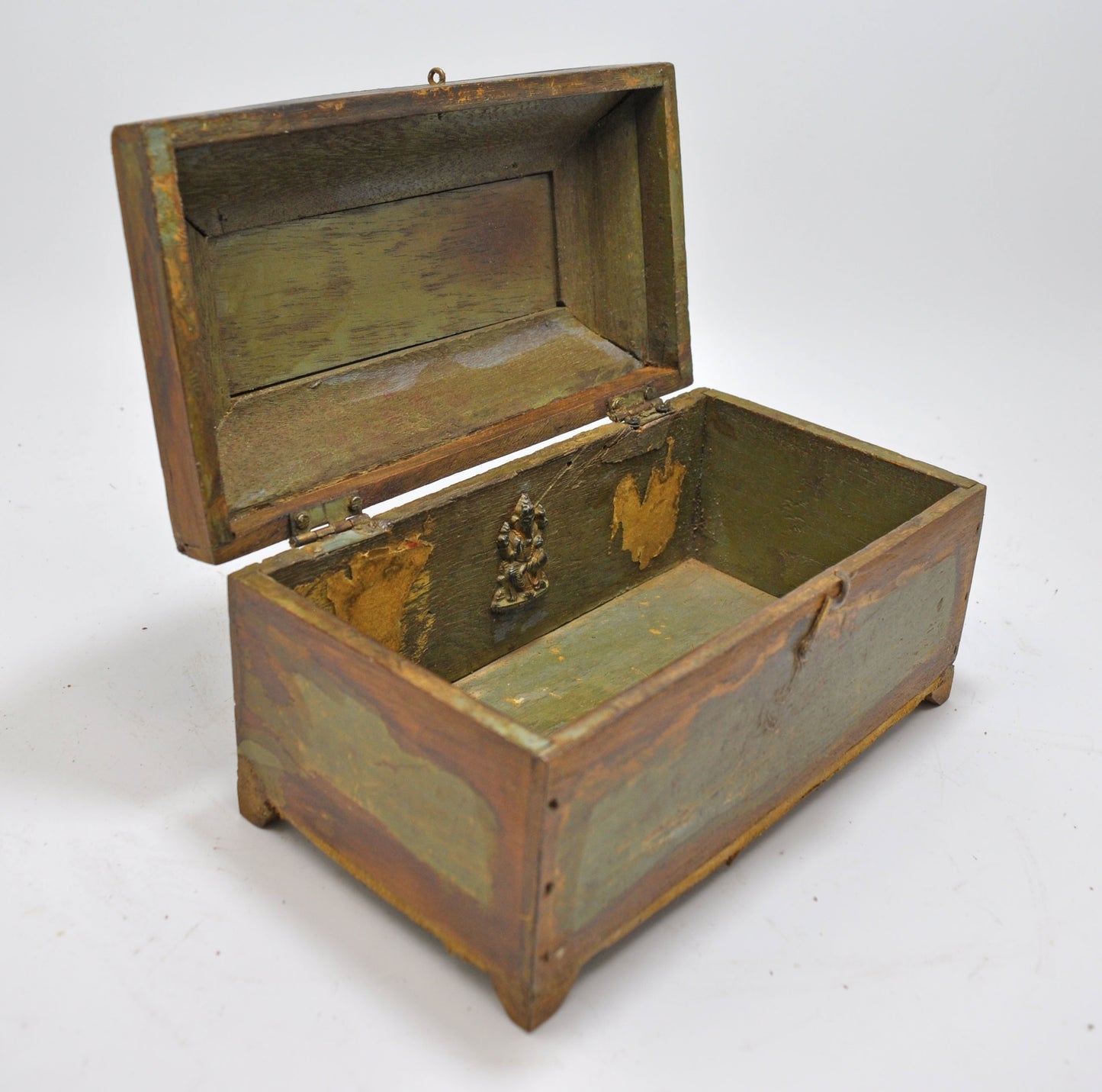 Vintage Wooden Hand Crafted Dome Shaped Storage Box Original Old Hand Crafted