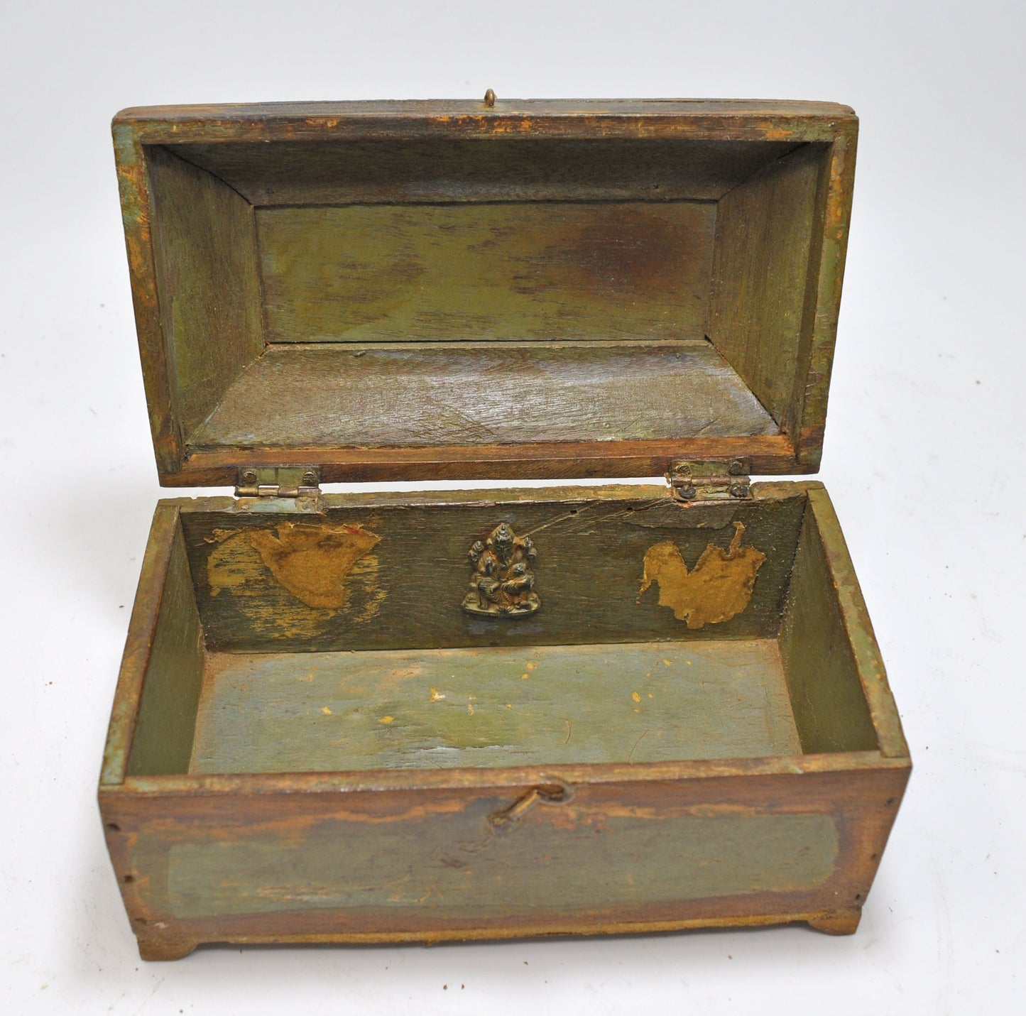 Vintage Wooden Hand Crafted Dome Shaped Storage Box Original Old Hand Crafted