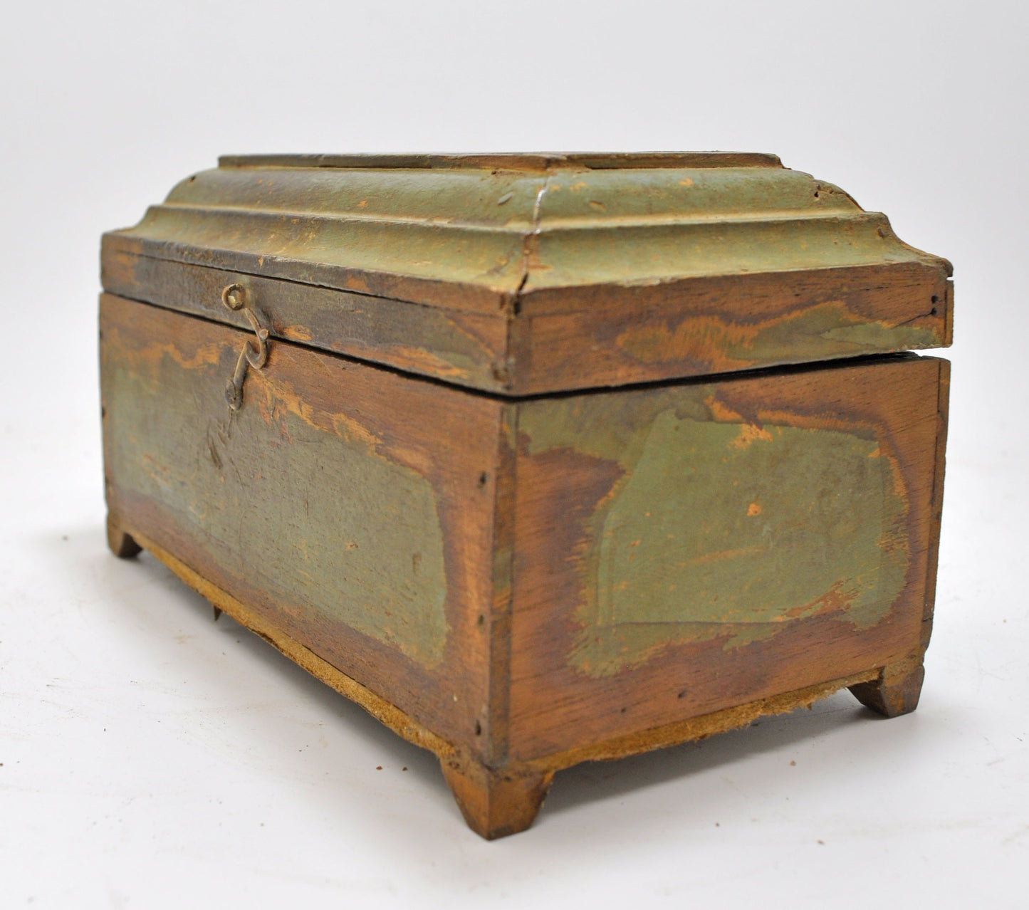 Vintage Wooden Hand Crafted Dome Shaped Storage Box Original Old Hand Crafted