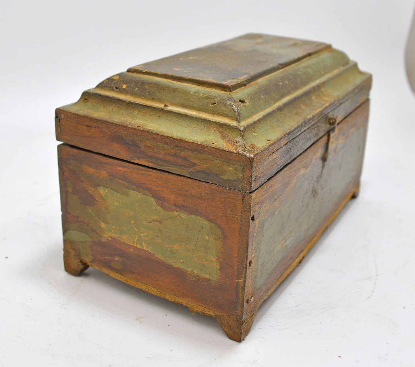 Vintage Wooden Hand Crafted Dome Shaped Storage Box Original Old Hand Crafted