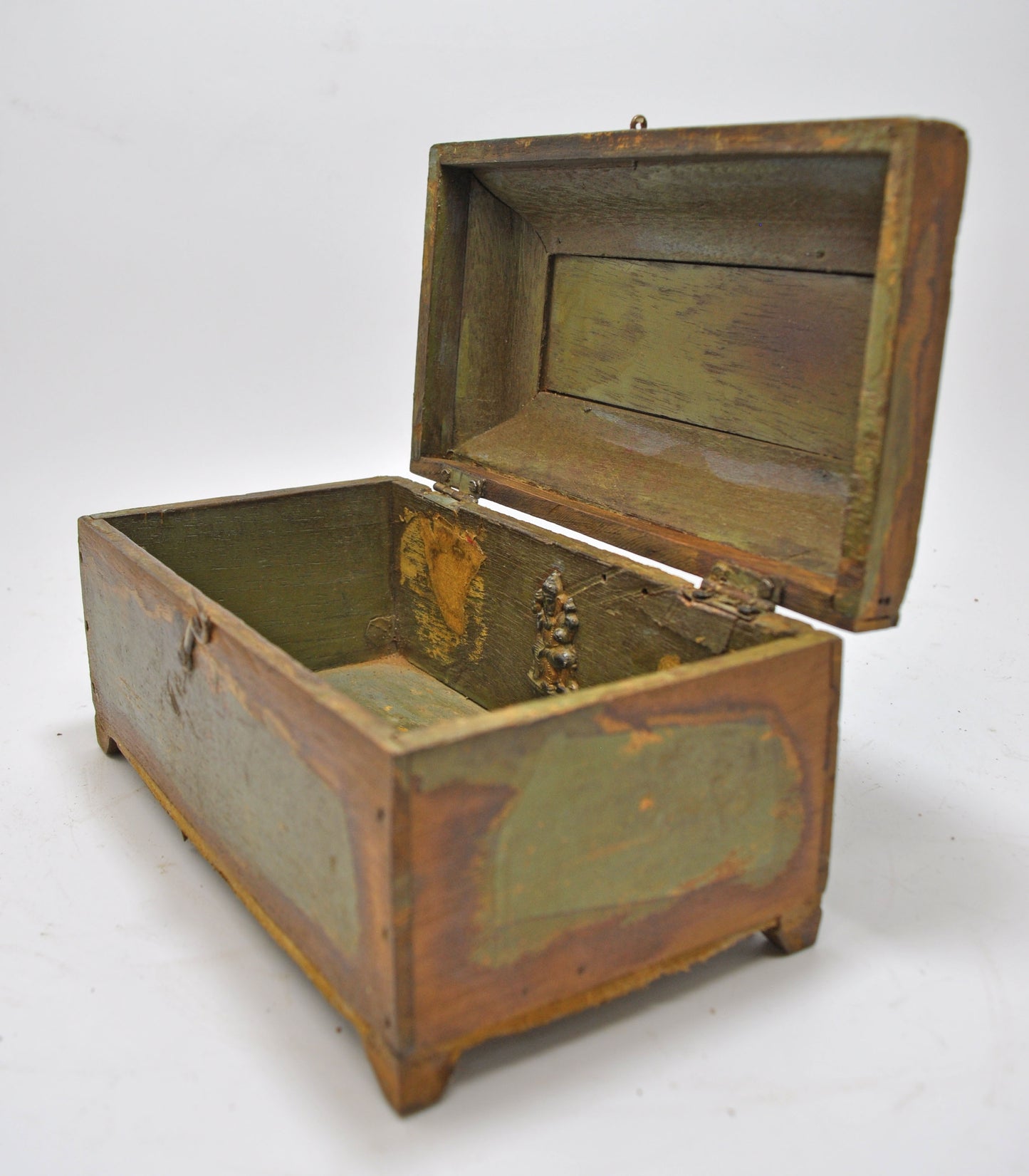 Vintage Wooden Hand Crafted Dome Shaped Storage Box Original Old Hand Crafted