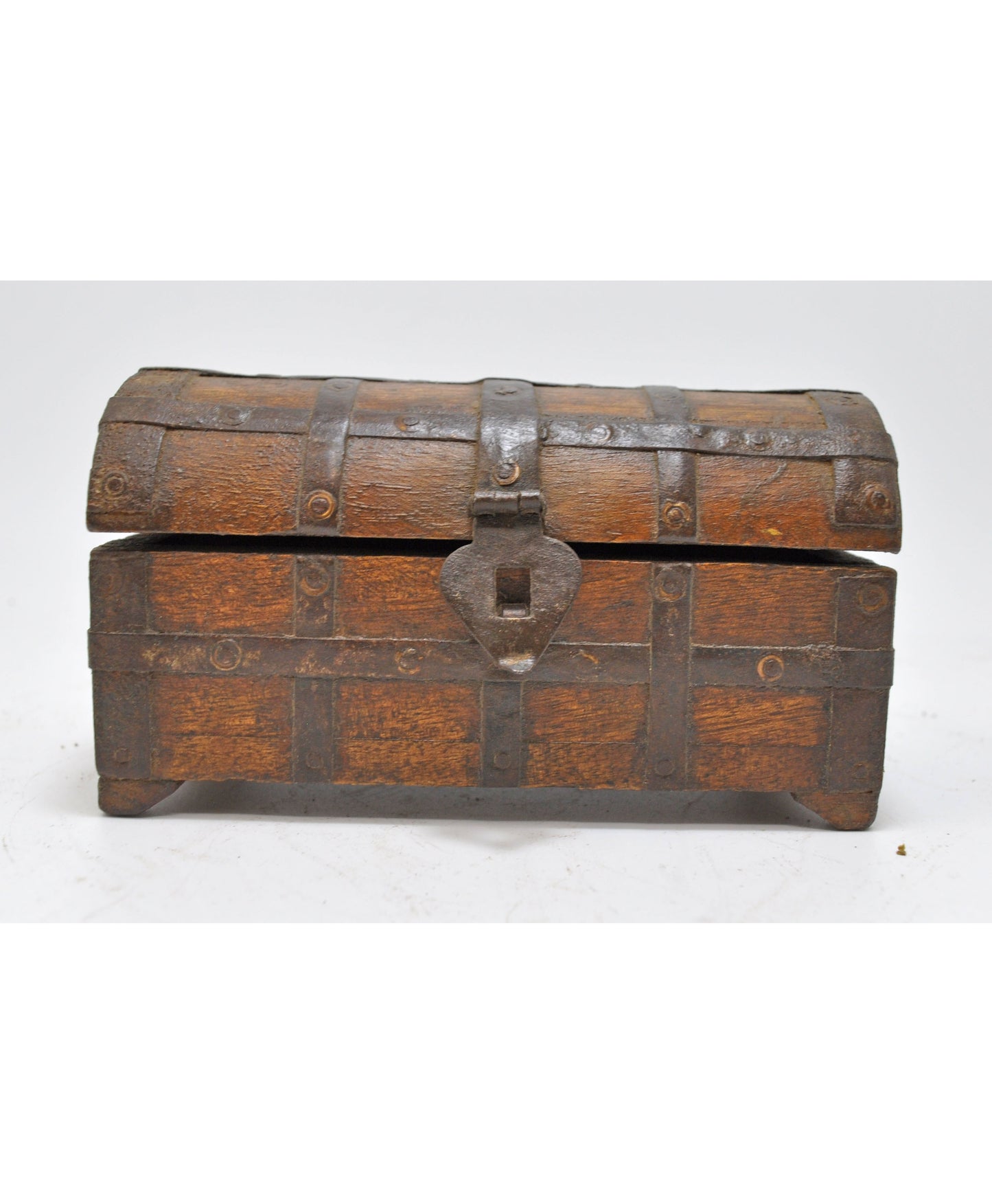 Vintage Wooden Hand Crafted Half Round Storage Box Original Old Hand Crafted