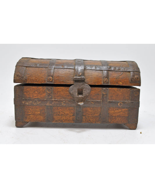 Vintage Wooden Hand Crafted Half Round Storage Box Original Old Hand Crafted