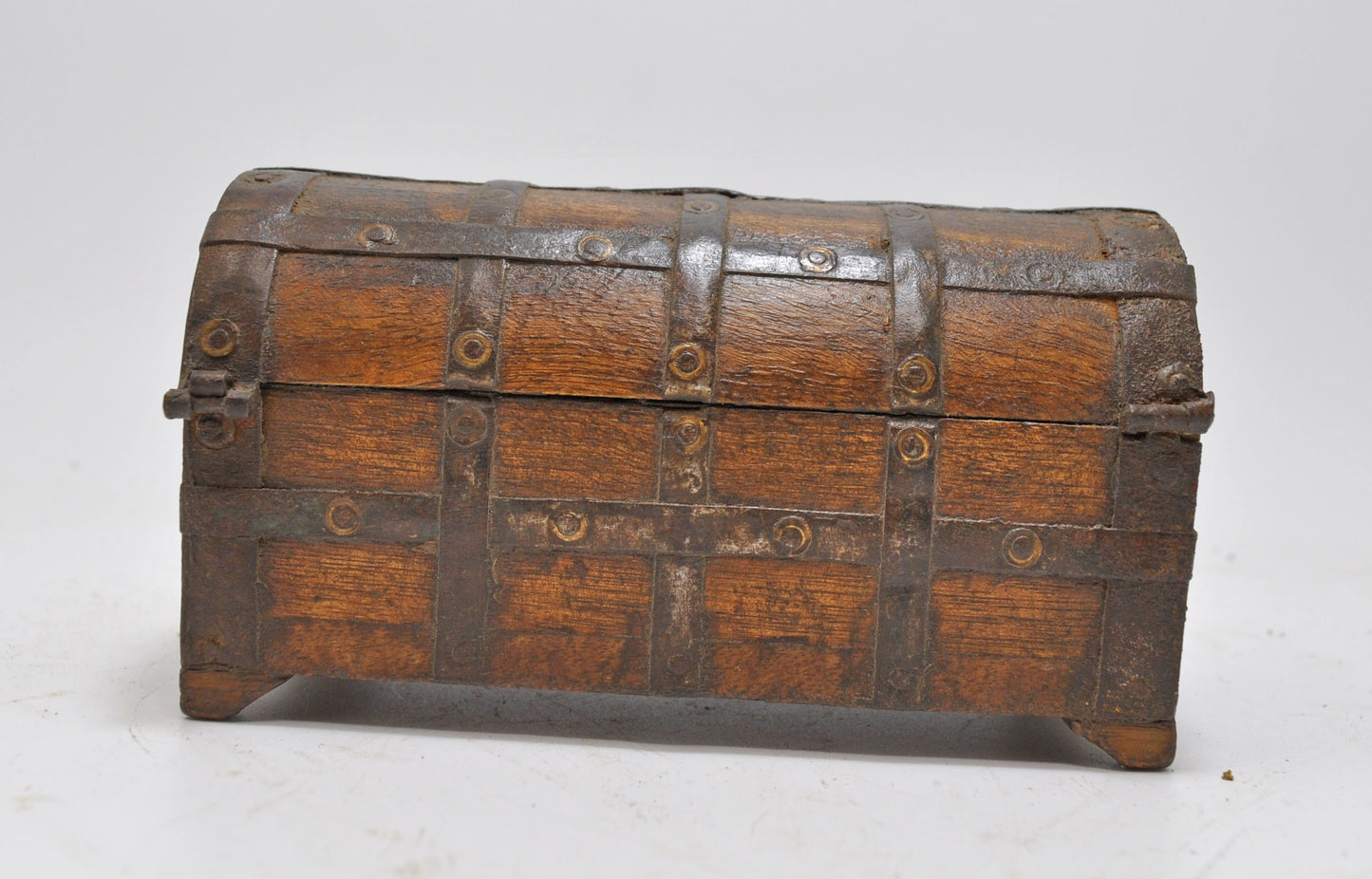 Vintage Wooden Hand Crafted Half Round Storage Box Original Old Hand Crafted