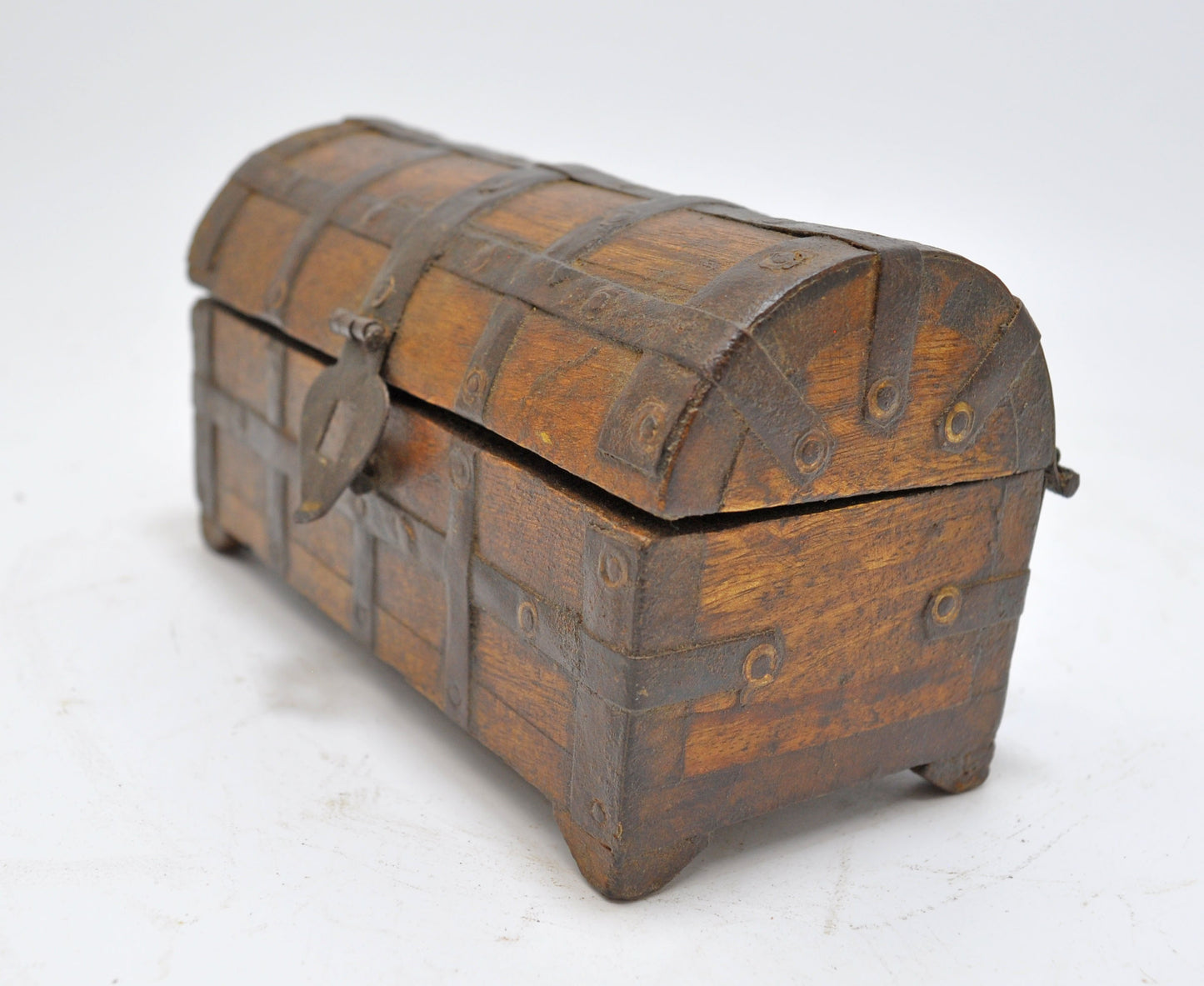 Vintage Wooden Hand Crafted Half Round Storage Box Original Old Hand Crafted