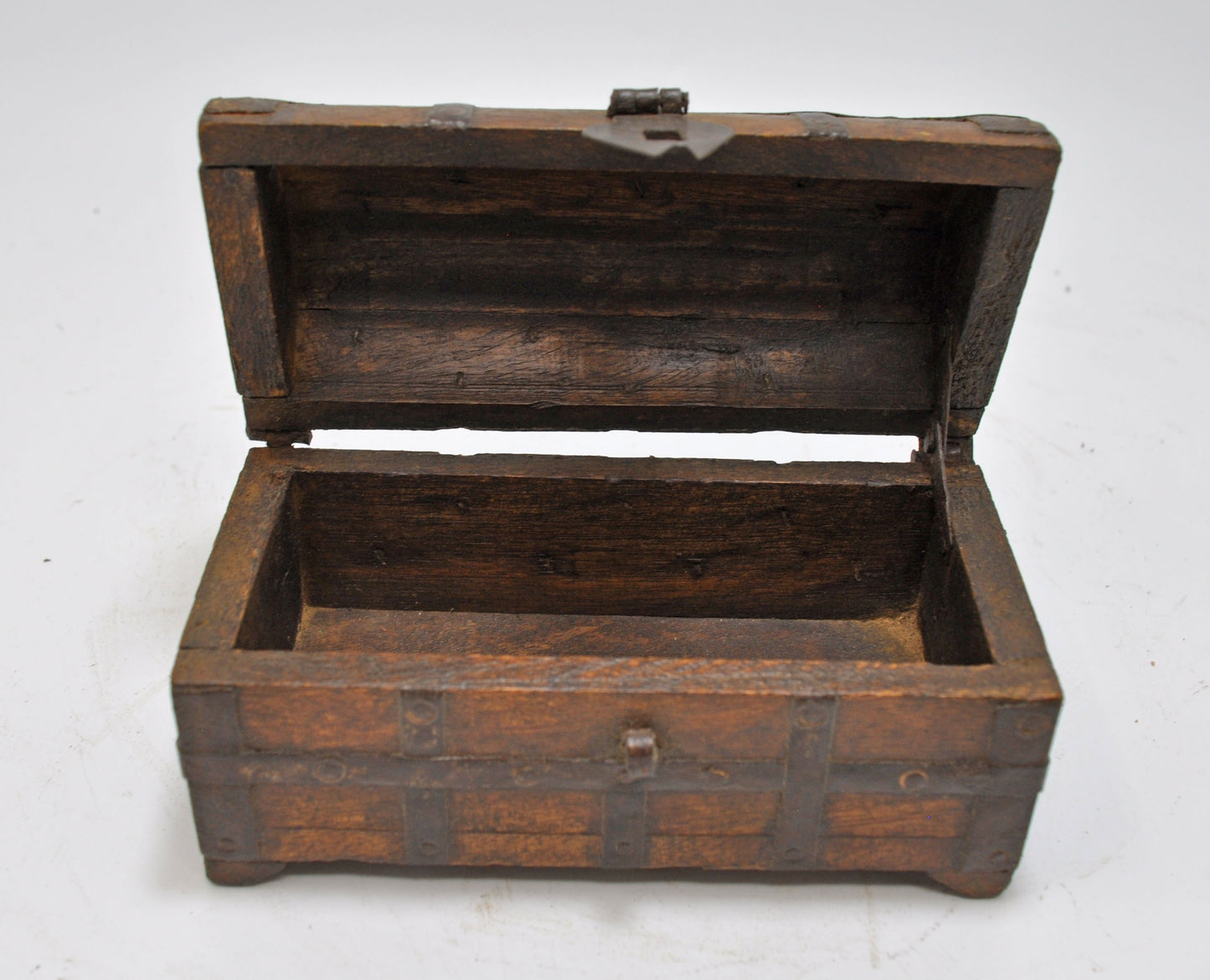 Vintage Wooden Hand Crafted Half Round Storage Box Original Old Hand Crafted