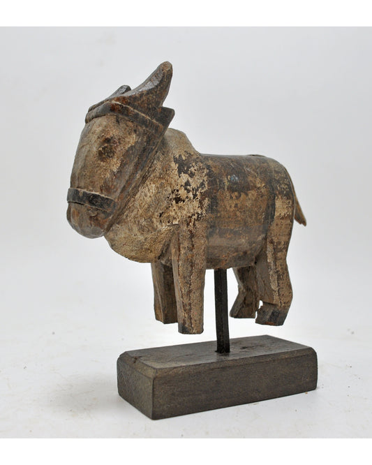 Antique Wooden Holy Cow Nandi Figurine Original Old Hand Carved
