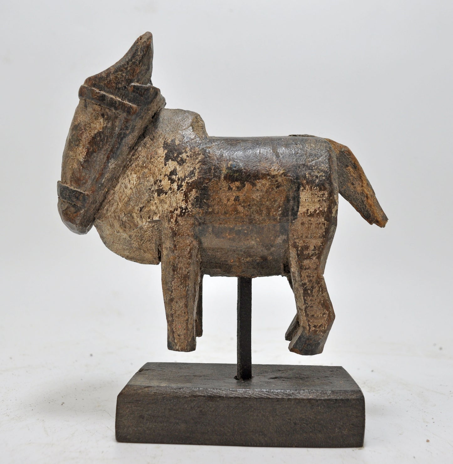 Antique Wooden Holy Cow Nandi Figurine Original Old Hand Carved