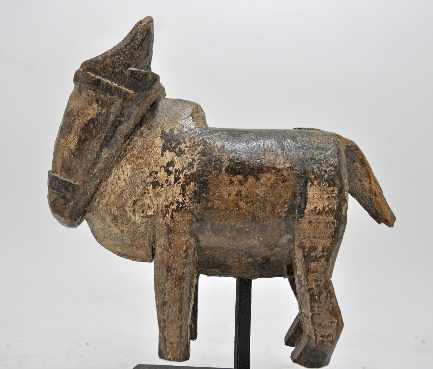 Antique Wooden Holy Cow Nandi Figurine Original Old Hand Carved