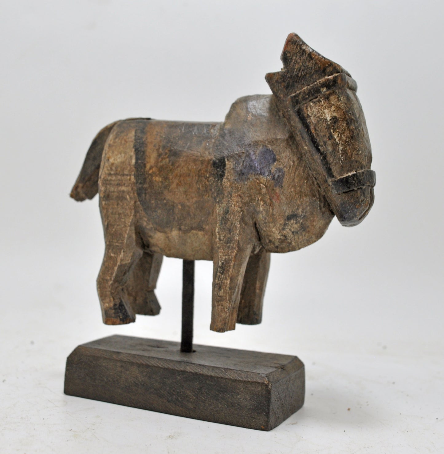Antique Wooden Holy Cow Nandi Figurine Original Old Hand Carved