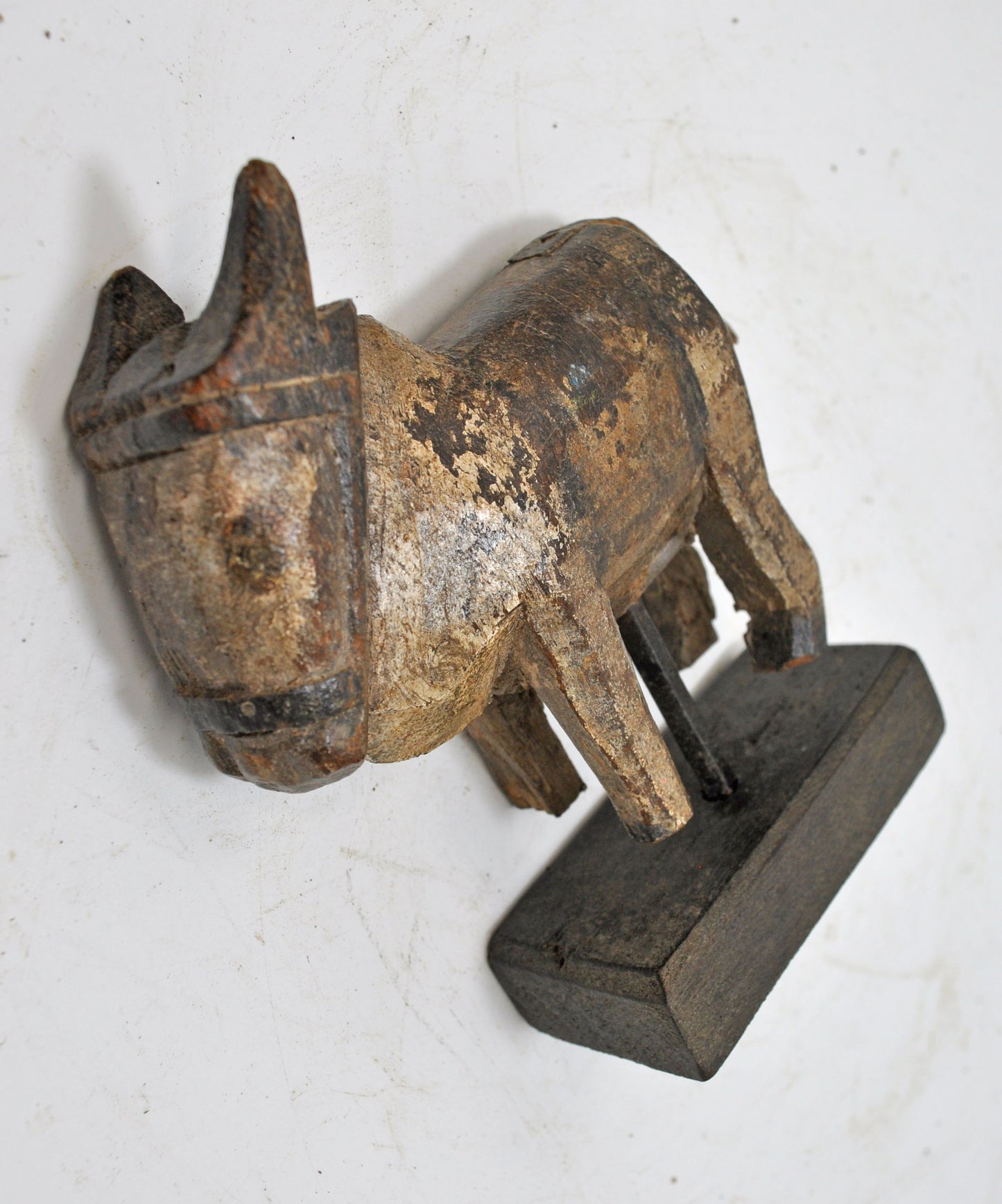 Antique Wooden Holy Cow Nandi Figurine Original Old Hand Carved