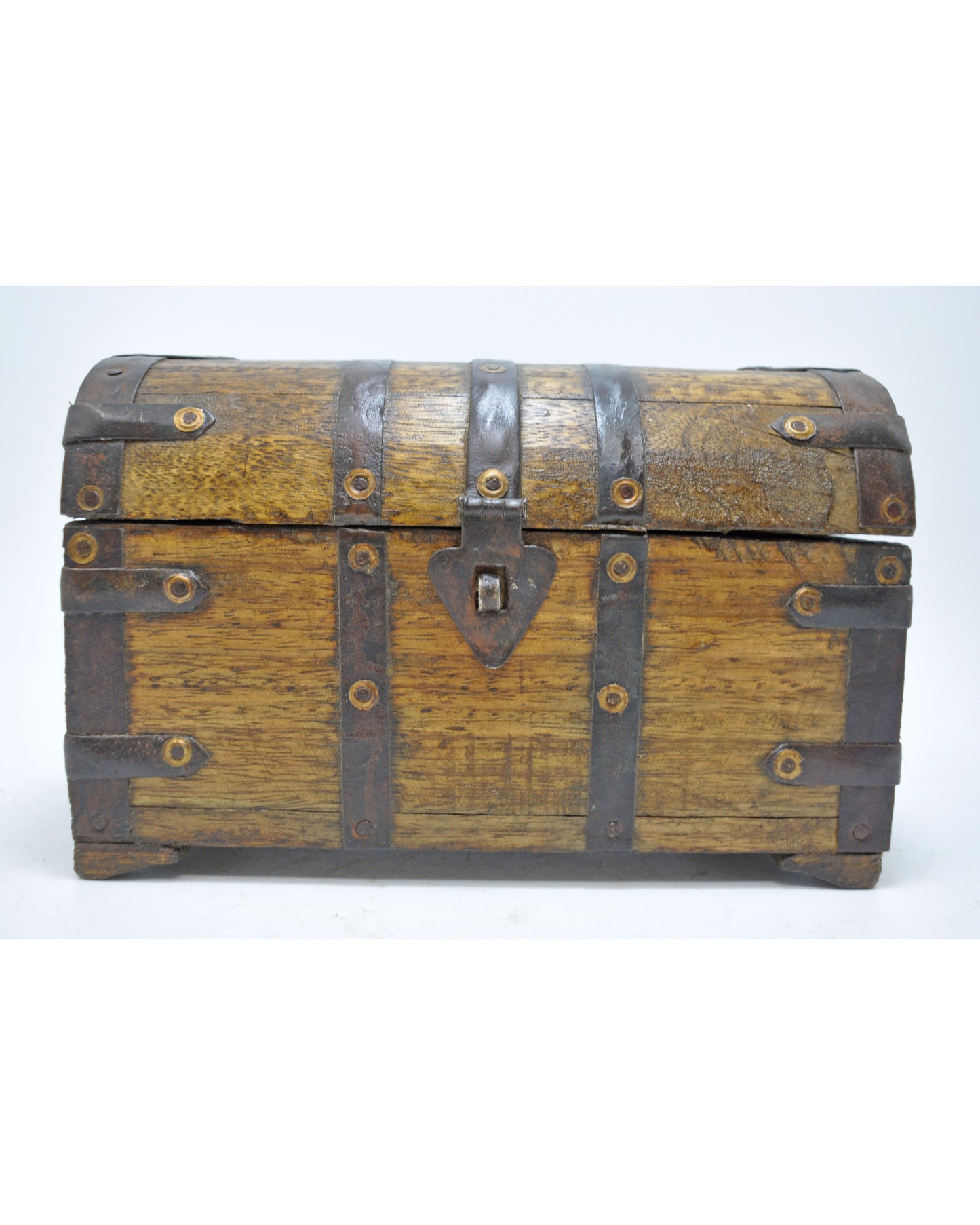 Vintage Wooden Hand Crafted Half Round Storage Box Original Old Hand Crafted