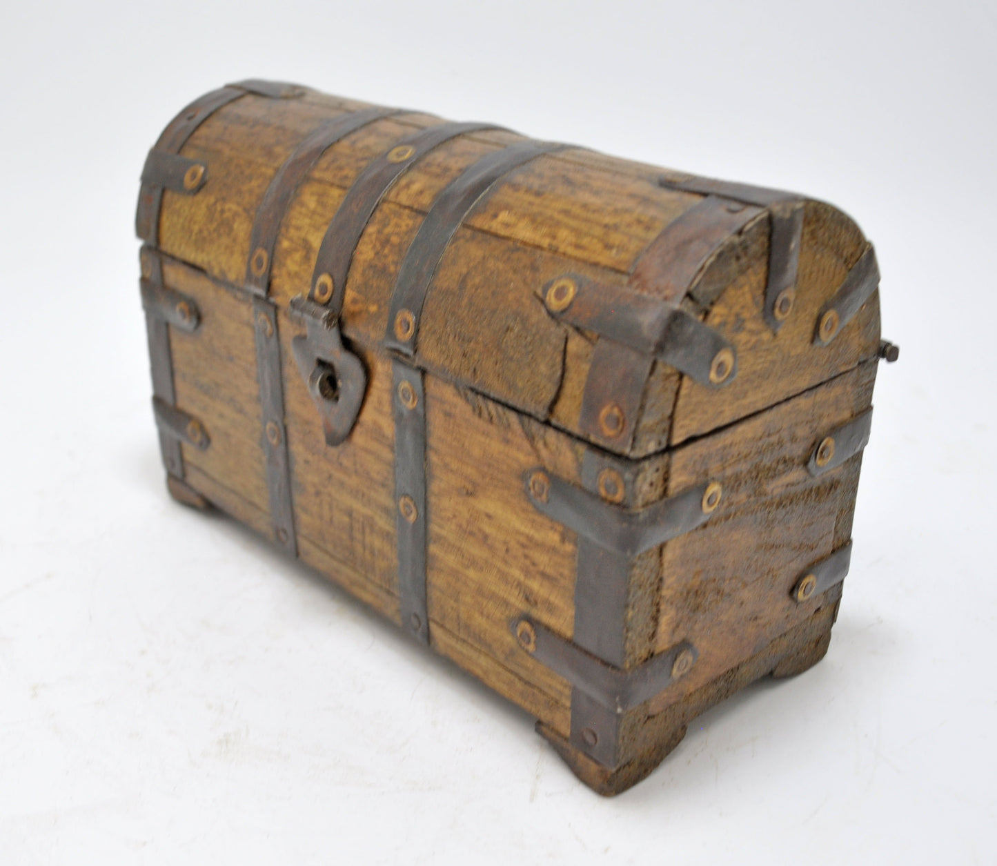 Vintage Wooden Hand Crafted Half Round Storage Box Original Old Hand Crafted