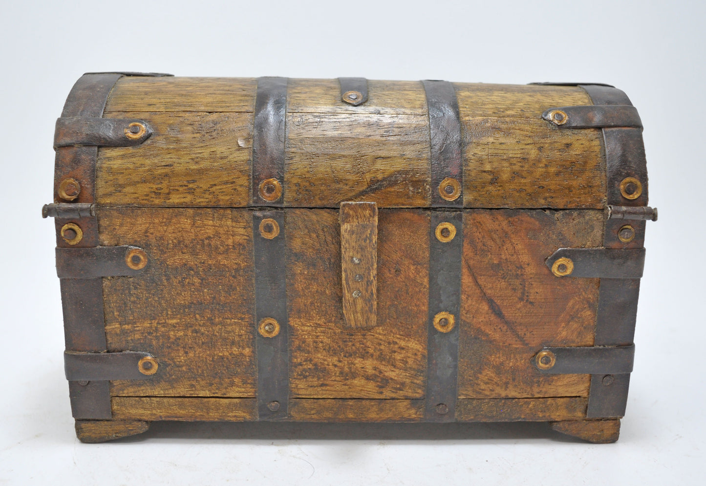 Vintage Wooden Hand Crafted Half Round Storage Box Original Old Hand Crafted