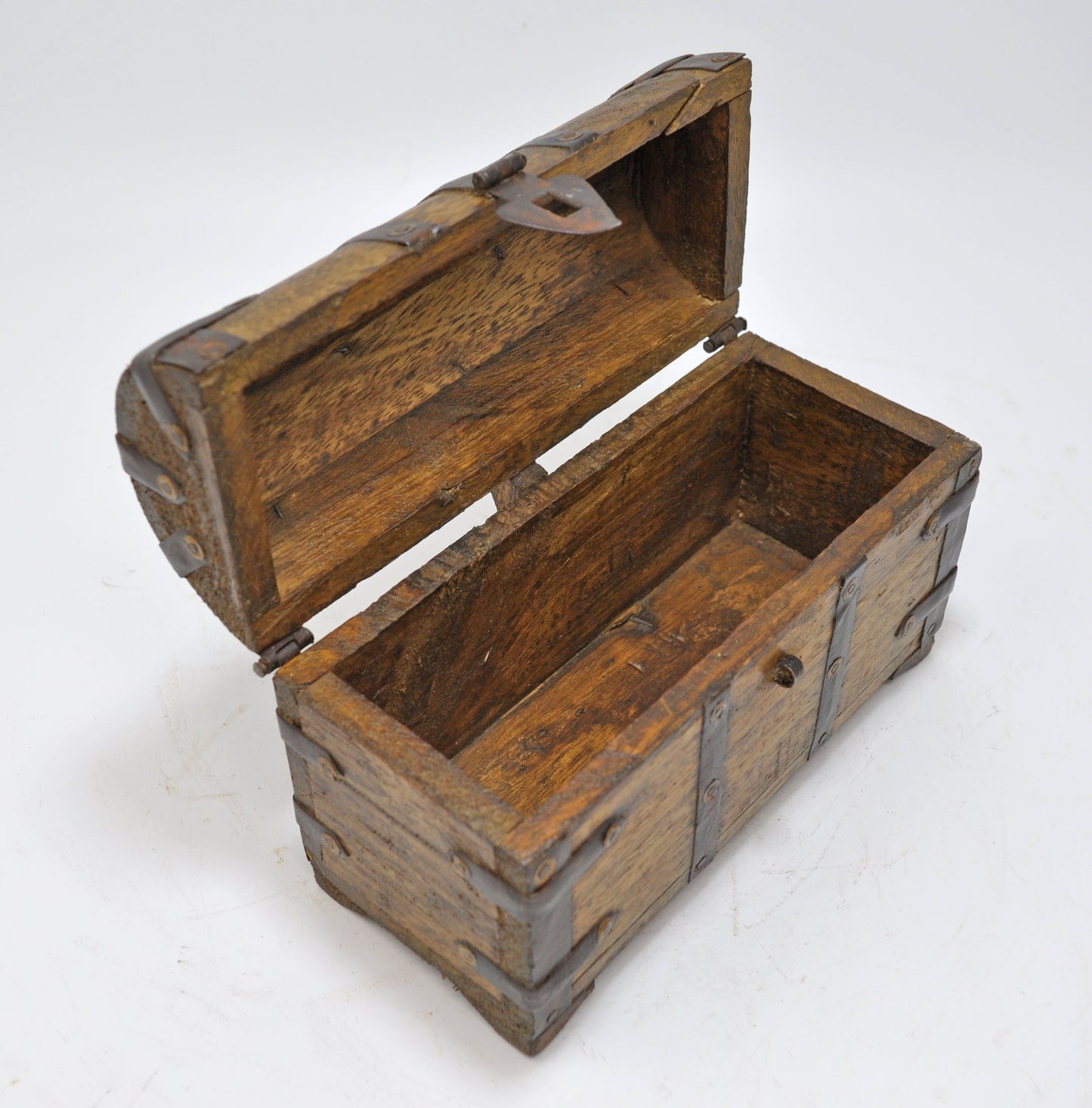 Vintage Wooden Hand Crafted Half Round Storage Box Original Old Hand Crafted