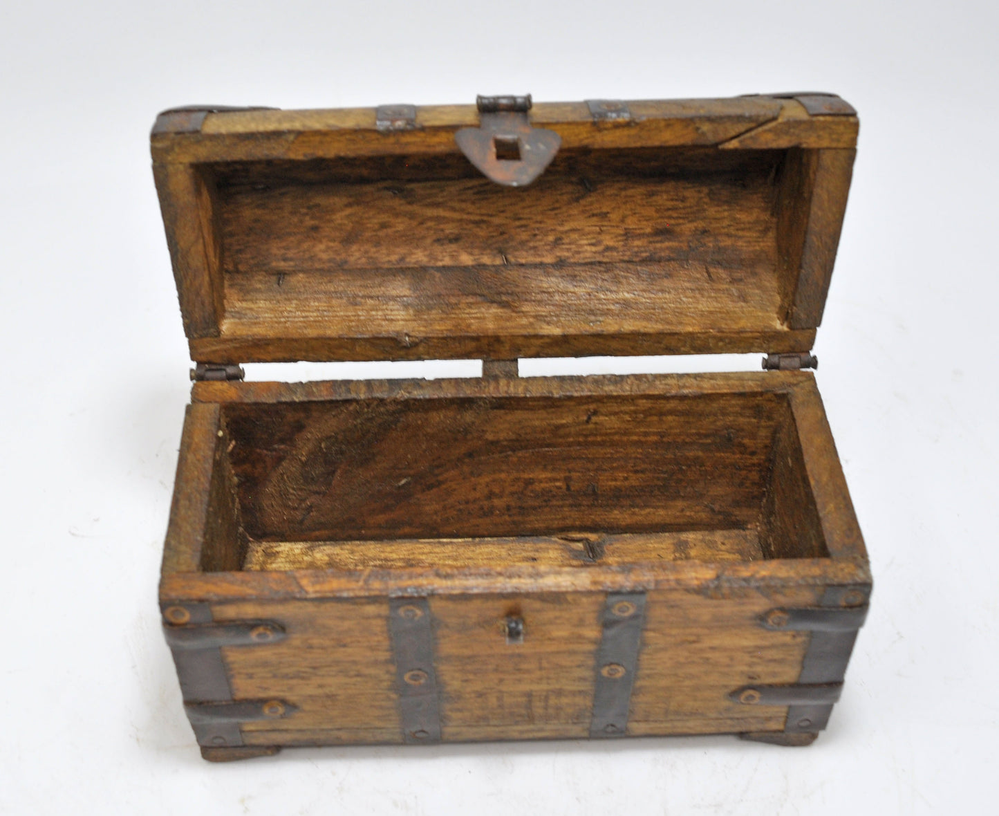 Vintage Wooden Hand Crafted Half Round Storage Box Original Old Hand Crafted