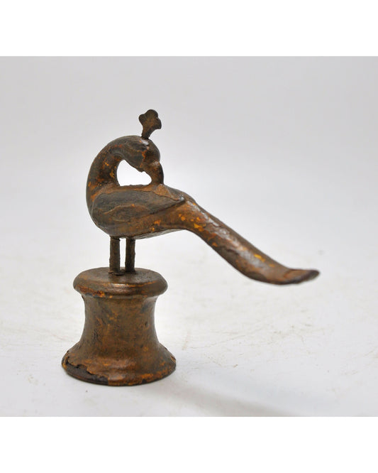 Antique Wooden Peacock Figurine Original Old Very Fine Hand Carved