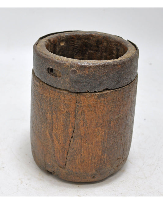 Antique Wooden Grain Measurement Pot Paili Original Old Hand Carved