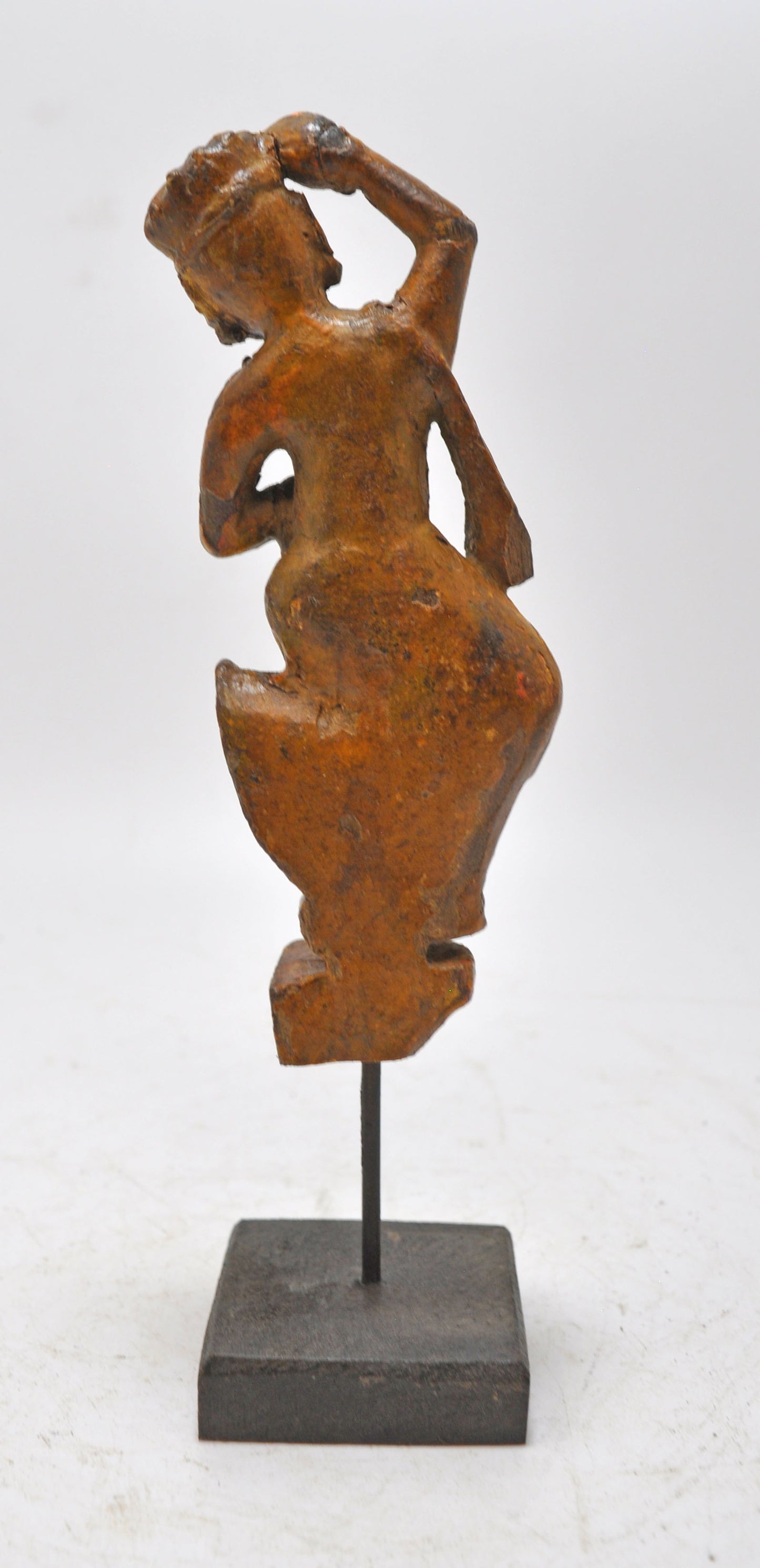 Antique Wooden Dancing Woman Figurine Original Old Very Fine Carved Painted