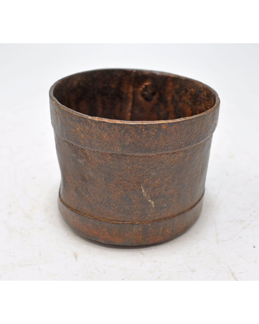 Antique Iron Grain Measurement Pot Paili Original Old Hand Carved
