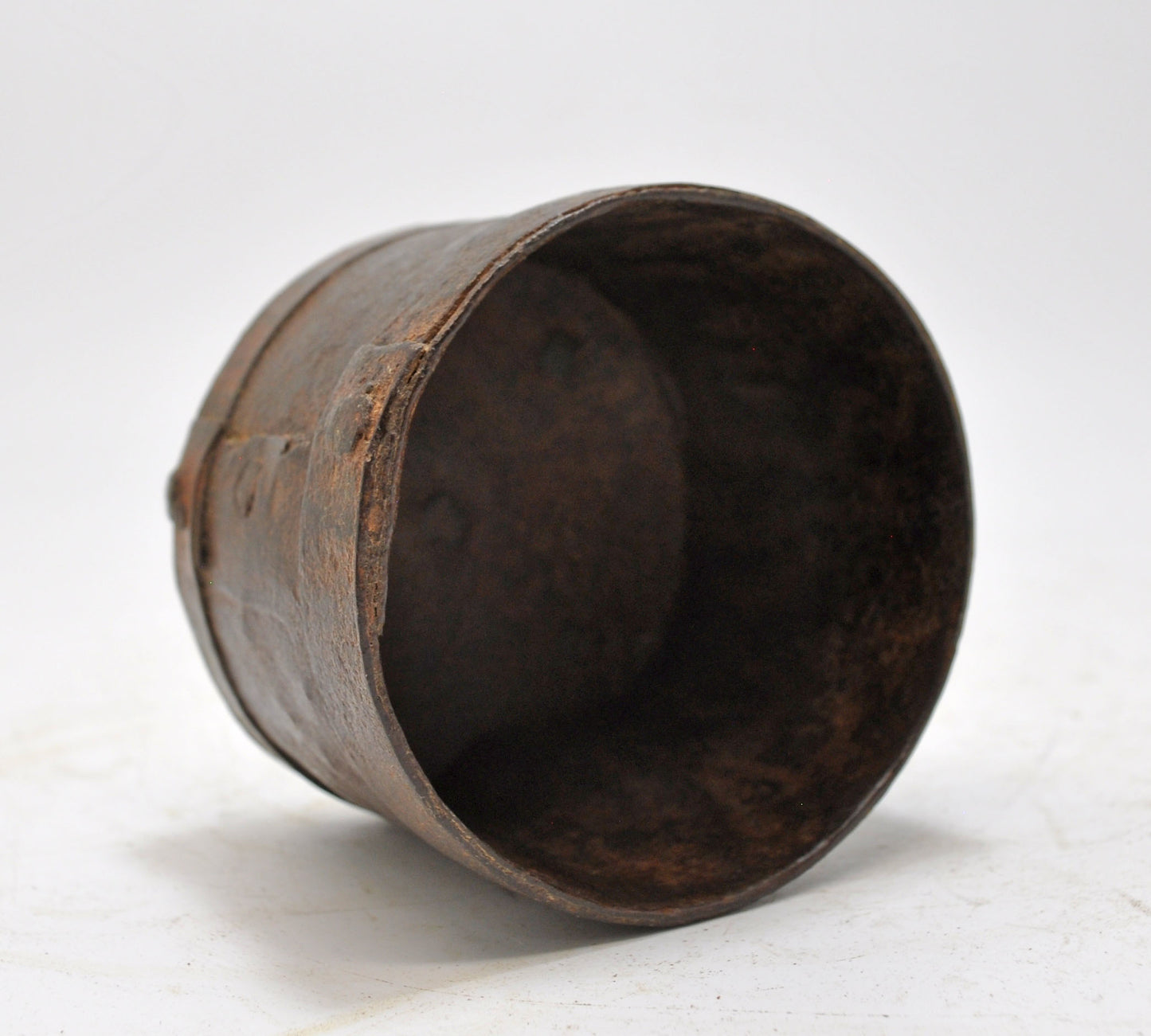 Antique Iron Grain Measurement Pot Paili Original Old Hand Carved