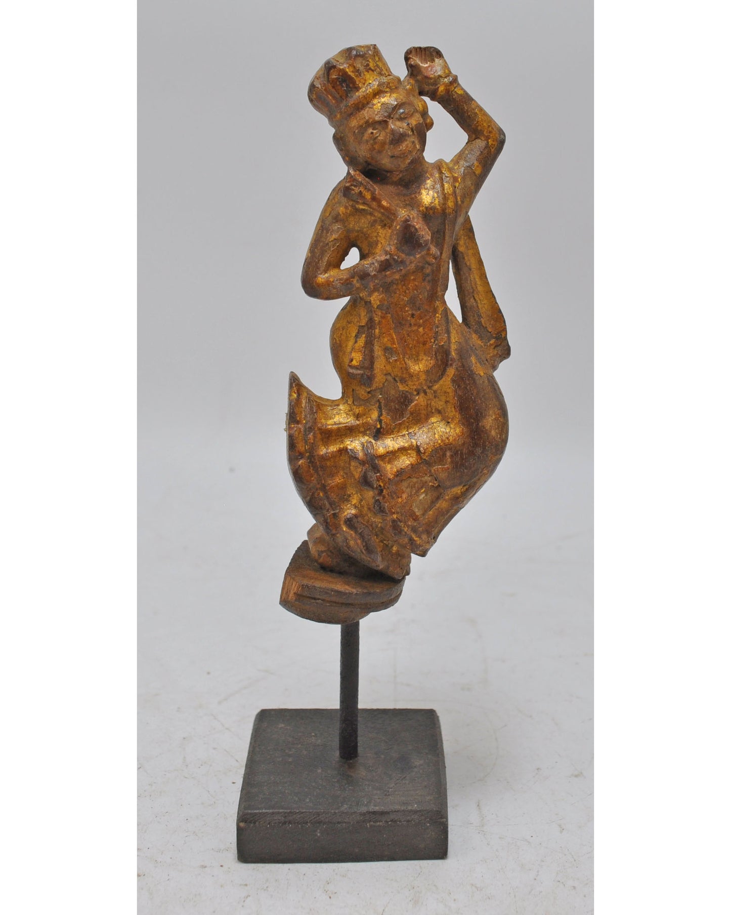 Antique Wooden Dancing Woman Figurine Original Old Very Fine Carved Painted