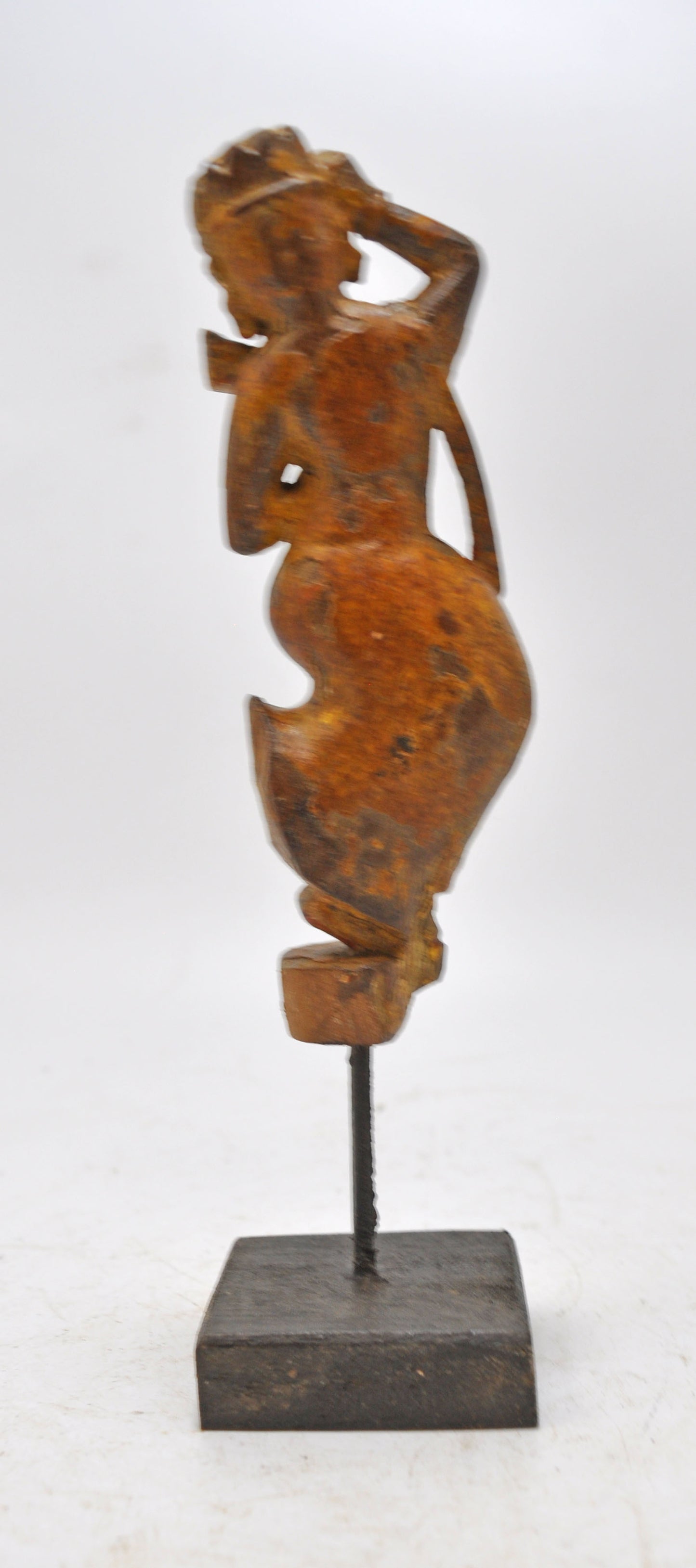 Antique Wooden Dancing Woman Figurine Original Old Very Fine Carved Painted