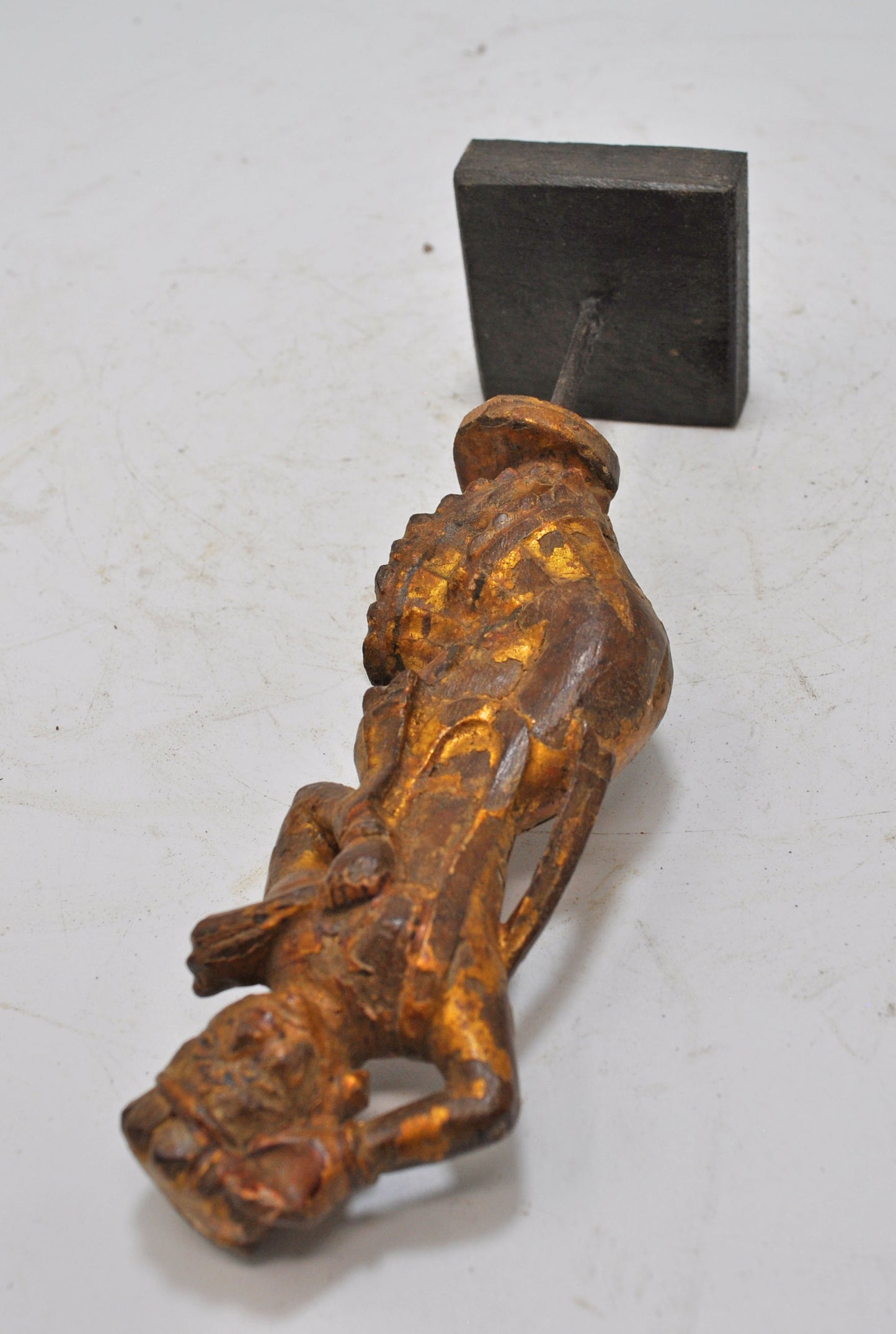 Antique Wooden Dancing Woman Figurine Original Old Very Fine Carved Painted